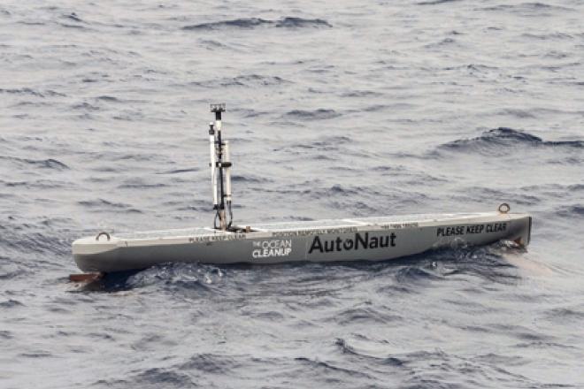 AutoNaut at work with The Ocean Cleanup